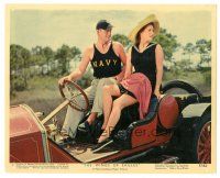 6m041 WINGS OF EAGLES color 8x10 still #9 '57 John Wayne & sexy Maureen O'Hara in cool old car!
