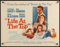 6r172 LIFE AT THE TOP 1/2sh '66 art of Laurence Harvey with sexy Jean Simmons & Honor Blackman!