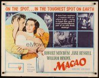 6r180 MACAO style A 1/2sh '52 Josef von Sternberg, best art of Robert Mitchum & sexy Jane Russell!
