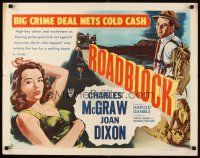 6r246 ROADBLOCK style B 1/2sh '51 hot lead, cold cash & sexy babe, great film noir artwork!