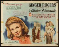 6r286 TENDER COMRADE style B 1/2sh '44 romantic art of pretty Ginger Rogers & Robert Ryan!