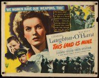 6r292 THIS LAND IS MINE 1/2sh '43 Maureen O'Hara fights Nazis, Charles Laughton, Jean Renoir!