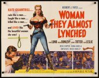 6r318 WOMAN THEY ALMOST LYNCHED style A 1/2sh '53 art of sexy female gunfighter Audrey Totter!