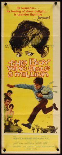6r381 BOY WHO STOLE A MILLION insert '60 Maurice Reyna, wacky art of boy running w/money!