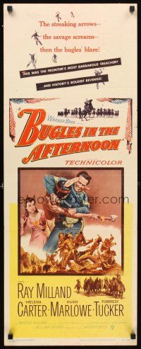 6r390 BUGLES IN THE AFTERNOON insert '52 Ray Milland, Helena Carter, cool art of western battle!