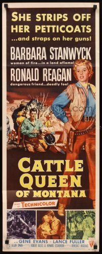 6r407 CATTLE QUEEN OF MONTANA insert '54 Barbara Stanwyck straps on her guns, Ronald Reagan!