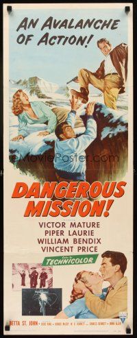 6r437 DANGEROUS MISSION insert '54 Victor Mature, Piper Laurie, an avalanche of action!