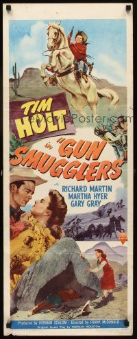 6r508 GUN SMUGGLERS insert '49 cowboy Tim Holt on horse & romancing pretty Martha Hyer!
