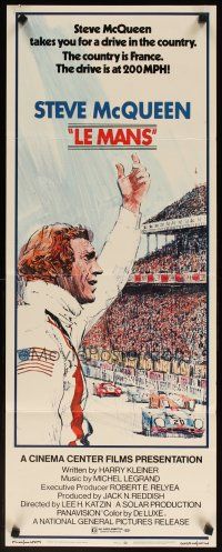 6r572 LE MANS insert '71 best close up of race car driver Steve McQueen waving at fans!