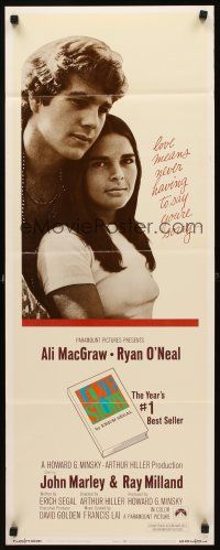 6r586 LOVE STORY int'l insert '70 great romantic close up of Ali MacGraw & Ryan O'Neal!