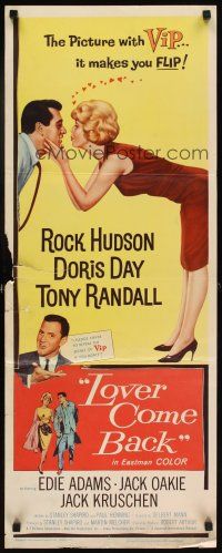 6r587 LOVER COME BACK insert '62 great artwork images of Rock Hudson & Doris Day!