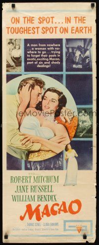 6r588 MACAO insert '52 Josef von Sternberg, best art of Robert Mitchum & sexy Jane Russell!