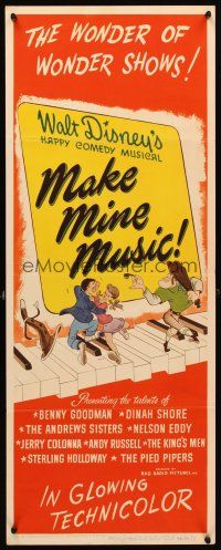 6r593 MAKE MINE MUSIC insert '46 Walt Disney full-length feature cartoon, wonderful musical art!
