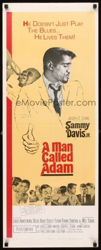 6r594 MAN CALLED ADAM insert '66 great image of Sammy Davis Jr + Louis Armstrong playing trumpet!