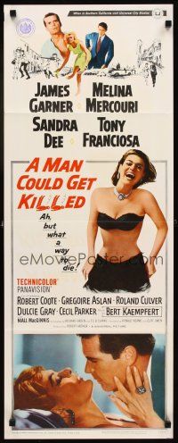6r596 MAN COULD GET KILLED insert '66 James Garner, Melina Mercouri, Sandra Dee, Tony Franciosa