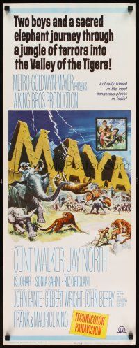 6r598 MAYA insert '66 Clint Walker, cool artwork of stampeding elephants & jungle animals!