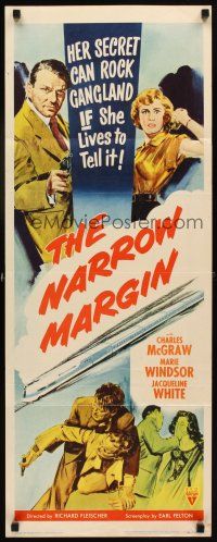 6r608 NARROW MARGIN insert '51 Richard Fleischer classic film noir, Charles McGraw, Marie Windsor!