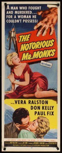 6r619 NOTORIOUS MR. MONKS insert '58 man who fought and murdered for a woman he couldn't possess!
