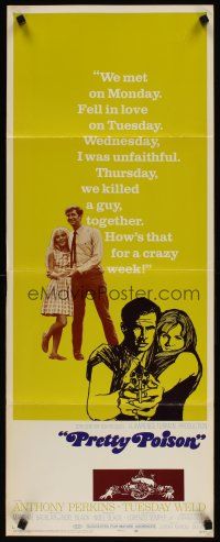 6r641 PRETTY POISON insert '68 cool artwork of psycho Anthony Perkins & Tuesday Weld!