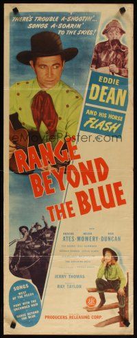 6r655 RANGE BEYOND THE BLUE insert '47 Eddie Dean battles gold-mad and gun-bad outlaws!