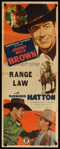 6r656 RANGE LAW insert '44 cowboys Johnny Mack Brown & Raymond Hatton on horseback!