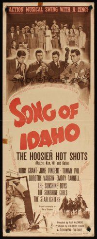 6r711 SONG OF IDAHO insert '48 wacky image of the Hoosier Hot Shots, western musical!