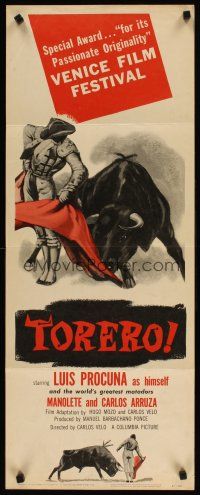 6r752 TORERO insert '57 image of most famous matador Luis Procuna at work!