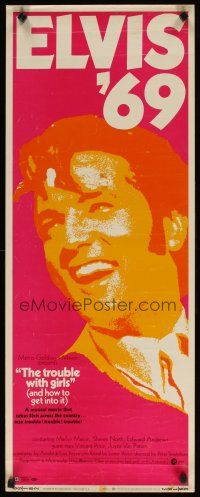 6r758 TROUBLE WITH GIRLS insert '69 great gigantic close up art of smiling Elvis Presley!