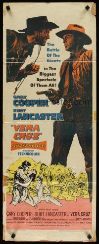 6r773 VERA CRUZ insert '55 best close up artwork of cowboys Gary Cooper & Burt Lancaster!