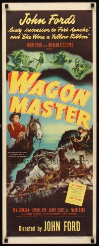 6r779 WAGON MASTER insert '50 John Ford, Ben Johnson, cool artwork of wagon train!