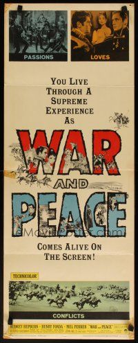 6r780 WAR & PEACE insert R63 art of Audrey Hepburn, Henry Fonda & Mel Ferrer, Leo Tolstoy epic!