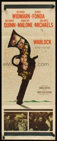 6r782 WARLOCK insert '59 cowboys Henry Fonda & Richard Widmark, cool revolver art!