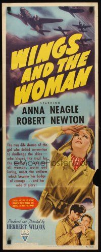 6r799 WINGS & THE WOMAN insert '42 art of Anna Neagle playing Amy Johnson, famous female aviator!