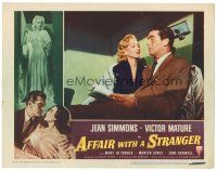 6s132 AFFAIR WITH A STRANGER revised LC #3 '53 Victor Mature & sexy bad girl Monica Lewis!
