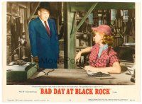 6s159 BAD DAY AT BLACK ROCK LC #5 '55 Spencer Tracy tells Anne Francis guerillas have taken over!