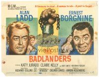 6s009 BADLANDERS TC '58 Alan Ladd & Ernest Borgnine getting released from prison have big plans!