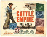 6s021 CATTLE EMPIRE TC '58 cool full-length image of cowboy Joel McCrea with gun drawn!