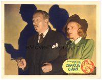 6s264 CHINESE RING LC #3 '48 Roland Winters as Asian detective Charlie Chan w/ gun & Louise Curry!