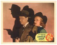 6s265 CHINESE RING LC #6 '48 great close up of Warren Douglas with gun & pretty Louise Currie!