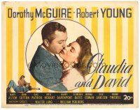 6s026 CLAUDIA & DAVID TC '48 romantic close up of Dorothy McGuire kissed by Robert Young!