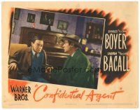 6s277 CONFIDENTIAL AGENT LC '45 close up of Charles Boyer pointing his gun at Peter Lorre!