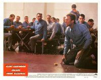6s364 ESCAPE FROM ALCATRAZ LC #4 '79 scared Clint Eastwood kneeling on floor in cafeteria!