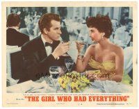 6s422 GIRL WHO HAD EVERYTHING LC #6 '53 Elizabeth Taylor has a drink with gangster Fernando Lamas!