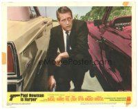 6s453 HARPER LC #7 '66 great close up of kneeling Paul Newman with gun crouching between two cars!