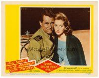 6s542 KISS THEM FOR ME LC #7 '57 romantic close up of Cary Grant & pretty Suzy Parker!