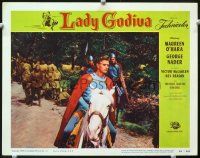 6s546 LADY GODIVA LC #3 '55 close up of George Nader in cool outfit riding white horse!