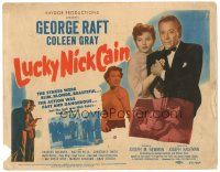 6s068 LUCKY NICK CAIN TC '51 George Raft with gun & sexy Coleen Gray, English film noir!
