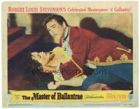 6s611 MASTER OF BALLANTRAE LC #8 '53 close up of Errol Flynn helping Beatrice Campbell on ground!