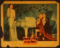 6s613 MELODY FOR TWO LC '37 Patricia Ellis & man watche Winifred Shaw singing into radio microphone!