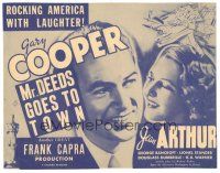 6s075 MR. DEEDS GOES TO TOWN TC R50 Gary Cooper, sexy Jean Arthur, Frank Capra classic!